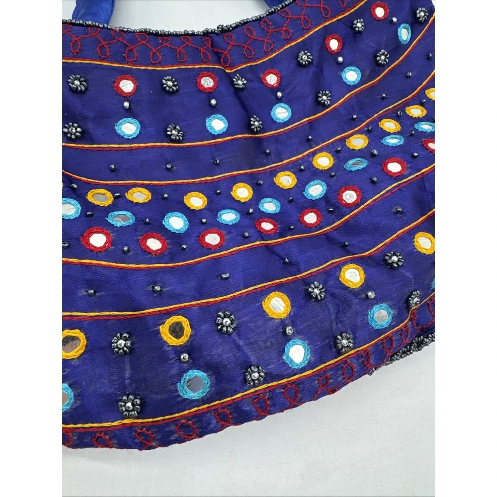 Handmade Bohemian Indian Boho Sequined Embroidered Purple Purse Bag